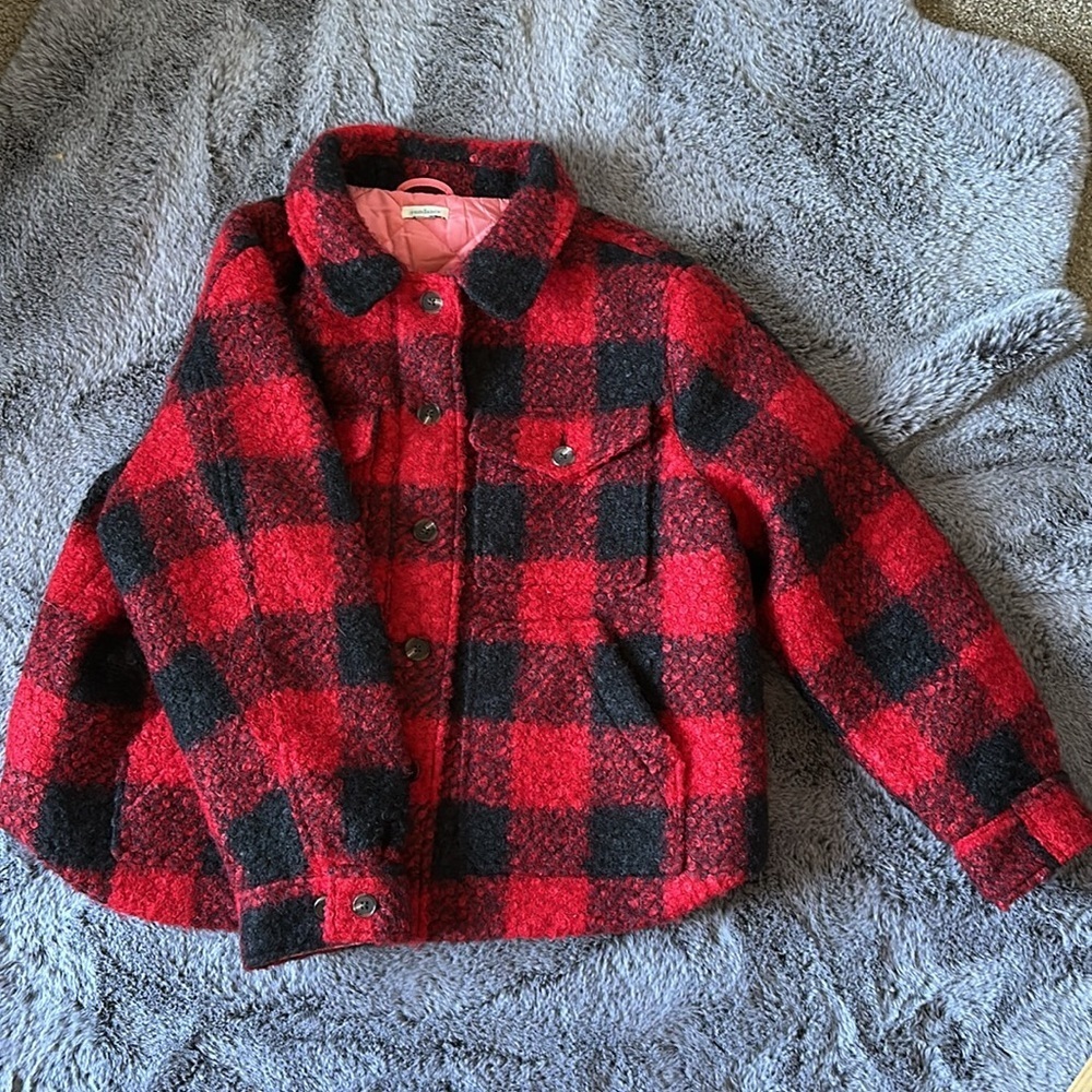 Cozy Sundance Buffalo Plaid red black Sherpa Woodcutter’s Jacket Extra Large XL